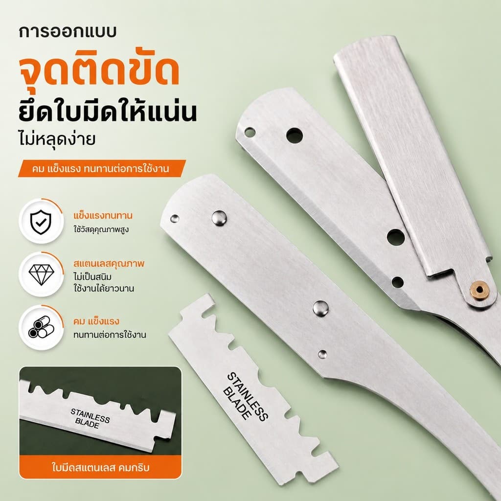 มีดโกนสแตนเลส, โกนหนวด, แต่งคิ้ว, มีดโกนโกนหนวด, มีดโกนย้อนยุคพับในครัวเรือน, CXT010 รูปที่ 5