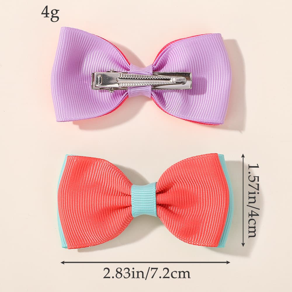 เซ็ต 2 ชิ้น Solid Bows กิ๊บติดผมสำหรับเด็กหญิง ทำจาก Grosgrain Ribbon พร้อมเสียบที่สวยงาม รูปที่ 2