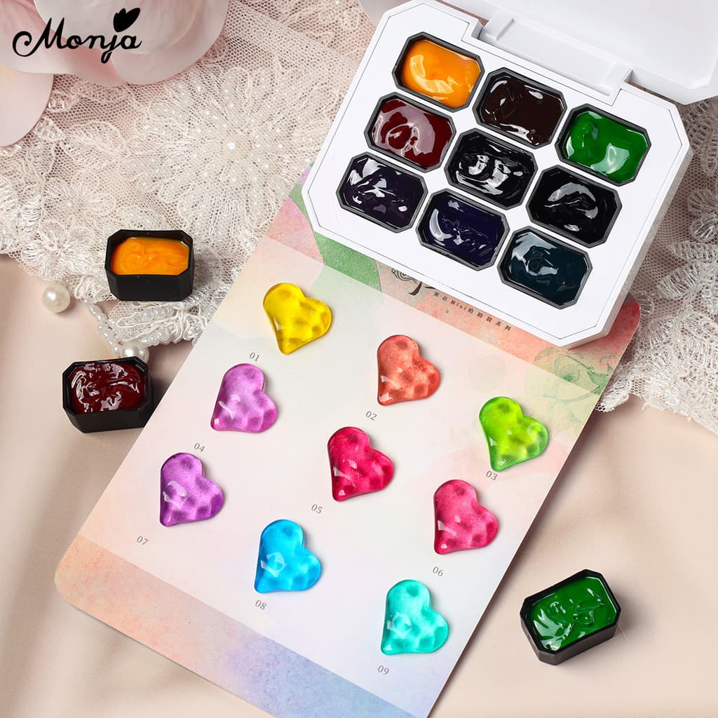 Monja 9 สี/กล่องเล็บ UV เจล Polish Jelly Candy สี Semi Transparency Lacquer Jelly ภาพวาดโปร่งแสงวาด รูปที่ 4