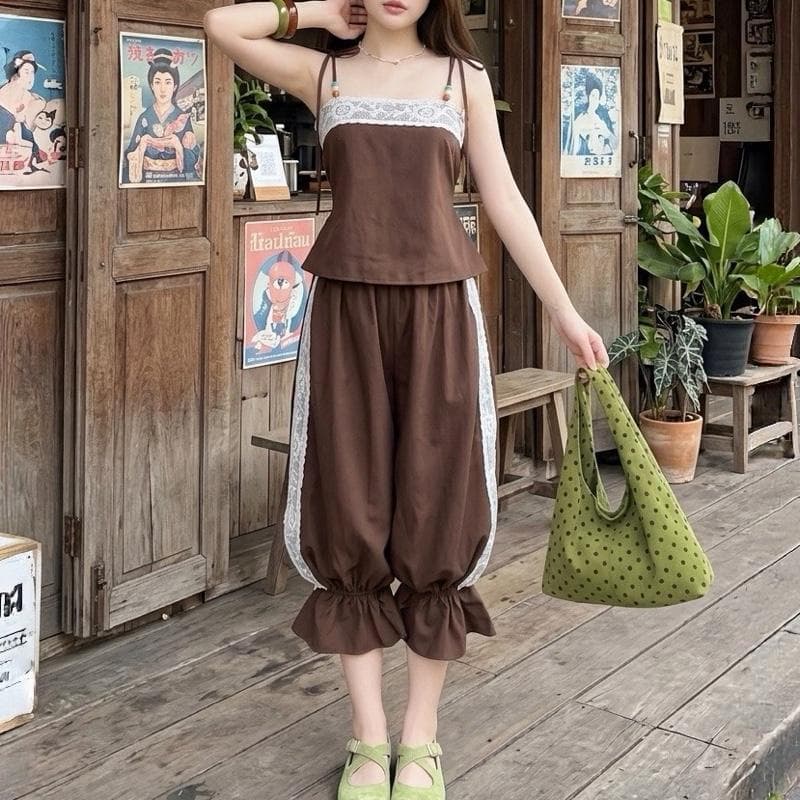 Jinni minimal เซตสายเดี่ยว กางเกงจินนี่ รูปที่ 2
