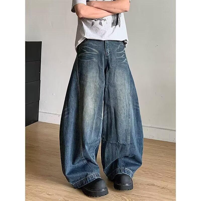 MNO.9 Jeans M28 กางเกงยีนส์ แต่งเฟด กางเกงยีนส์ขายาว ทรงบอลลูน แต่งตะเข็บหน้า-หลัง กางเกงยีนส์ ขายาว ผู้ชาย Clothing Man รูปที่ 1