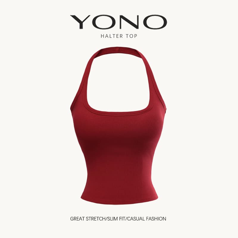 halter top เสื้อคล้องคอสีพื้น ผู้หญิง ทรงเข้ารูป มีหลายสี ฟีล y2k หวานแซ่บ แมตช์ง่าย รูปที่ 8