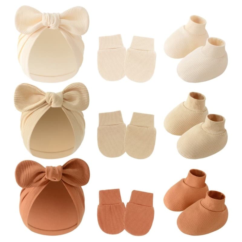 หมวกและถุงมือป้องกันข่วนพร้อมถุงเท้าสำหรับทารก ทำจากผ้านุ่ม ขนาด 3 ชิ้น เหมาะสำหรับเด็กเล็กทั้งหญิงและชาย รูปที่ 9