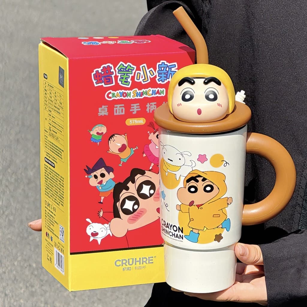 JPL9 Crayon Shin-Chan เดสก์ท็อป Ice Master ถ้วยพร้อมที่จับสาวมูลค่าสูงน่ารักการ์ตูนกระติกน้ําร้อนชาน้ําแยกถ้วยน้ํา รูปที่ 9