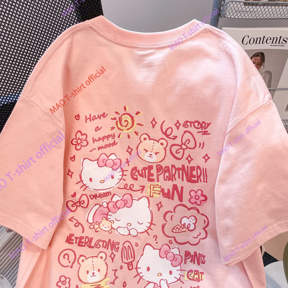 COD MAO Shop น่ารัก แขนสั้นเสื้อยืดผ้าฝ้ายที่ไม่ซ้ำกันสวยงามซุปเปอร์ดูดีด้านบน รูปที่ 4