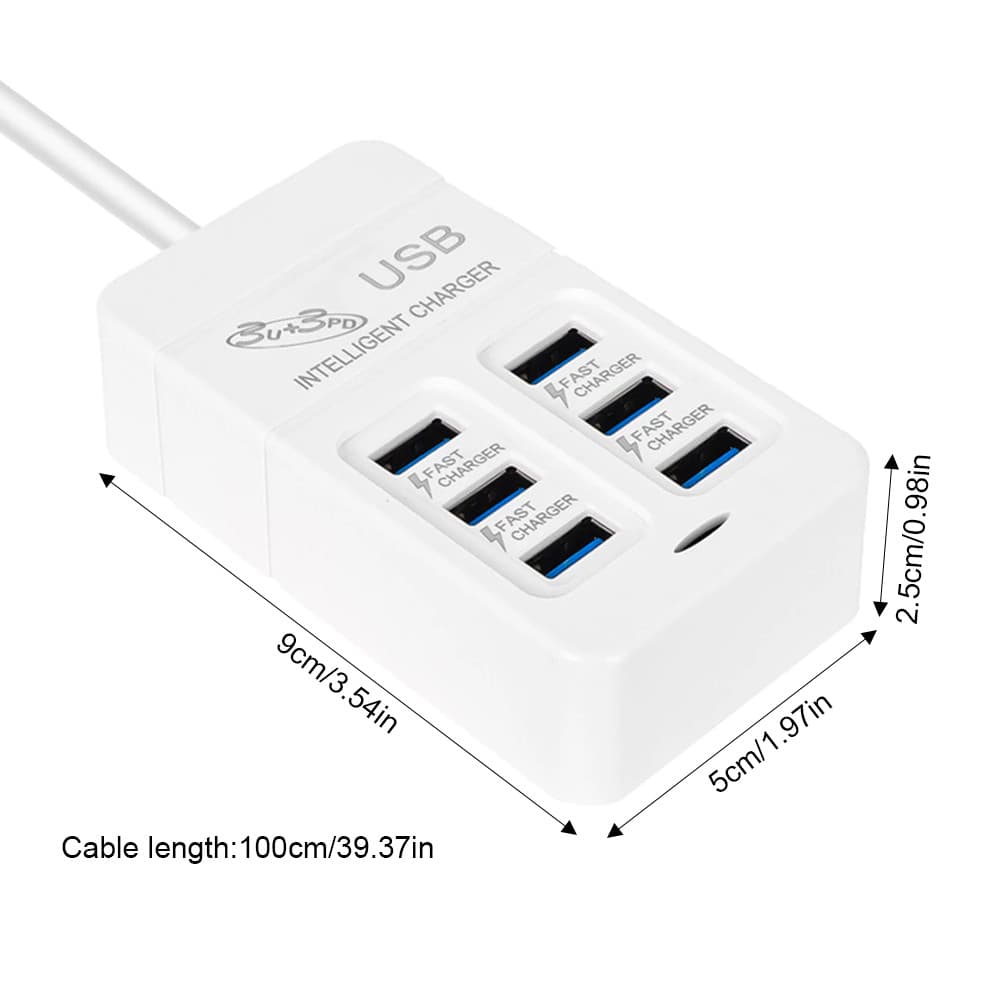 หัวชาร์จมือถือแบบใหม่ ปลั๊กไฟใหม่ 3pd3usb หัวชาร์จหลายพอร์ต 6usb ซ็อกเก็ต 35w ชาร์จเร็ว 3A อะแดปเตอร์ รูปที่ 9