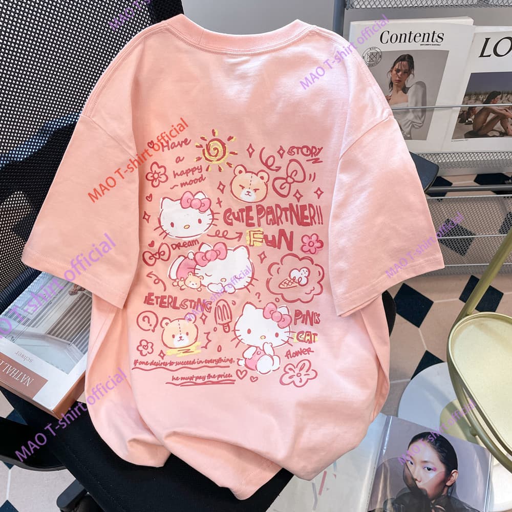 COD MAO Shop น่ารัก แขนสั้นเสื้อยืดผ้าฝ้ายที่ไม่ซ้ำกันสวยงามซุปเปอร์ดูดีด้านบน รูปที่ 1