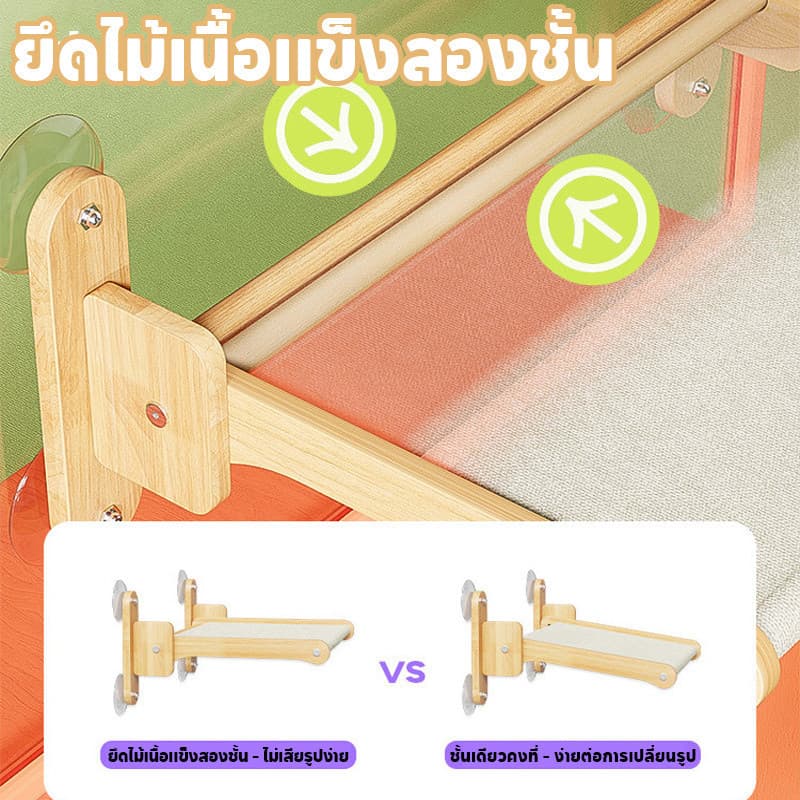 เปลแมวติดกระจก เปลแมว ที่นอนแมว เปลแมวติดหน้าต่าง เปลสัตว์เลี้ยง​ พับเก็บได้ รูปที่ 7