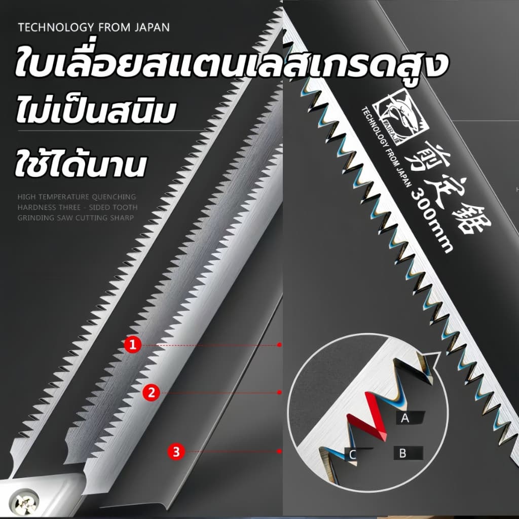 เลื่อยมือ ใบเลื่อย SK5 แข็งแกร่ง เหล็กแมงกานีสสูง เลื่อยมือ เลื่อยคม เลื่อยต้นไม้ เลื่อยตัดกิ่งไม้ SHARK Swas ตัดไม้แห้ รูปที่ 6