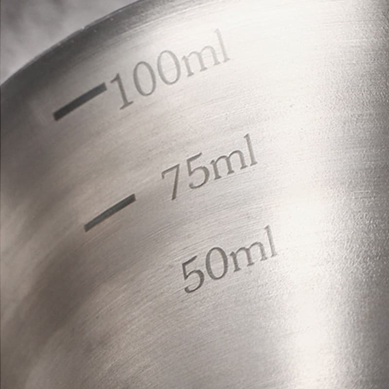 Coffee Extraction Cup 100ML ถ้วยช็อตเอสเพรสโซ่ ถ้วยตวงเอสเปรสโซ่ สเตนเลส 304 รูปตัว V ช็อตกาแฟ พร้อมที่จับ พร้อมสเกล รูปที่ 4