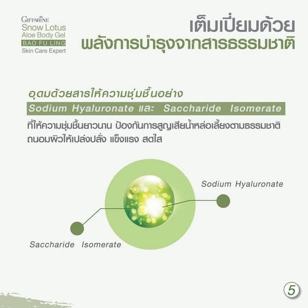 เจลบำรุงผิวกาย บัวหิมะ กิฟฟารีน Snow Lotus Aloe Body Gel บำรุงผิวชุ่มชื้น ลดการระคายเคือง ผิวเรียบเนียนสุขภาพดี รูปที่ 3