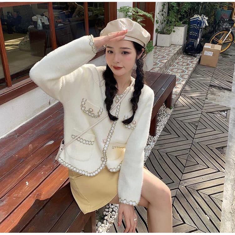 Veewink จากกทม เสื้อสเวตเตอร์สั้นสไตล์ชาแนล เนื้อขนมิงค์ หรูหรา ใส่ได้หลายโอกาส ใหม่ล่าสุด รูปที่ 8
