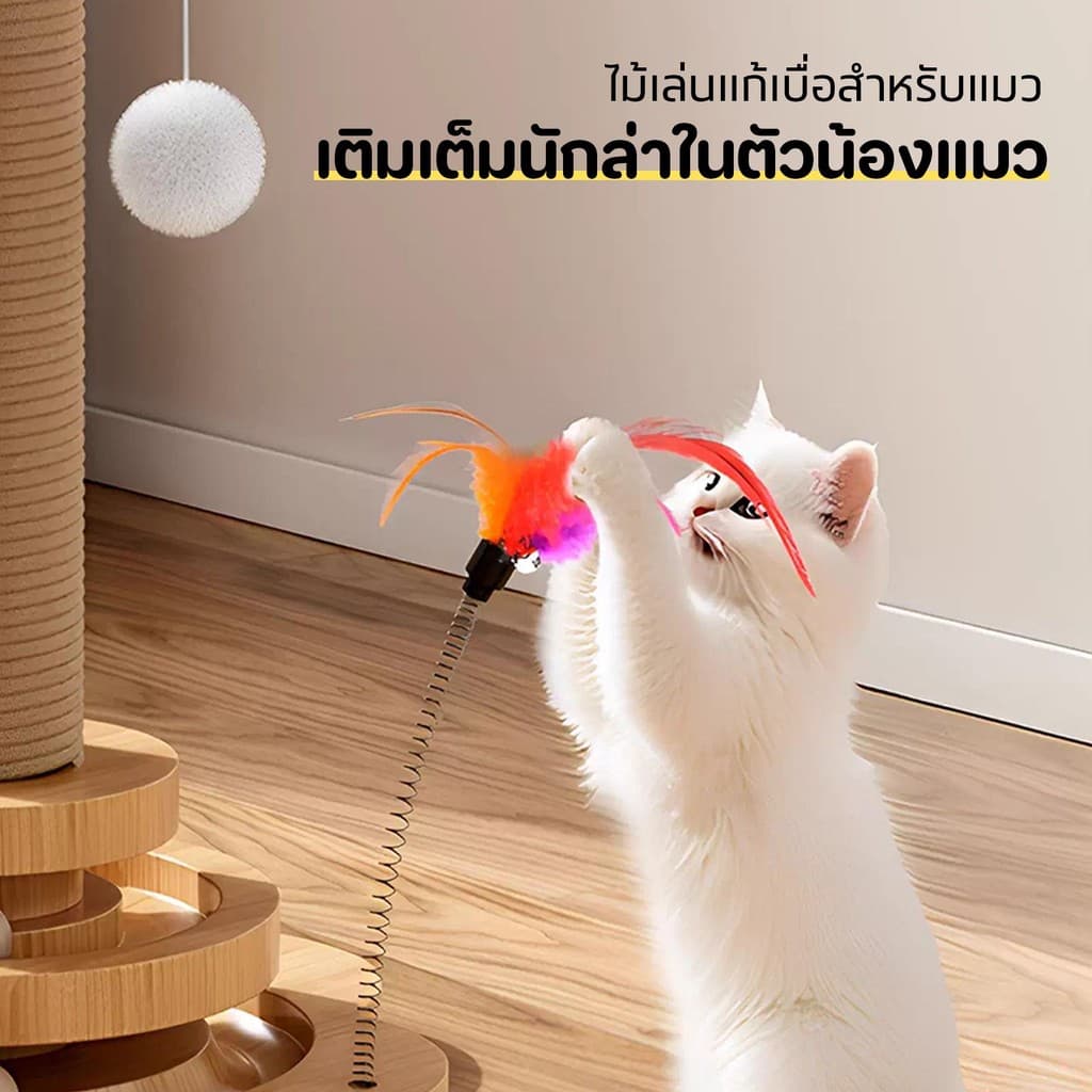 เสาลับเล็บแมว แผ่นลับเล็บ คอนโดแมว ของเล่นแมว กันลื่น วัสดุไม้แท้ แข็งแรง ทนทาน รูปที่ 5