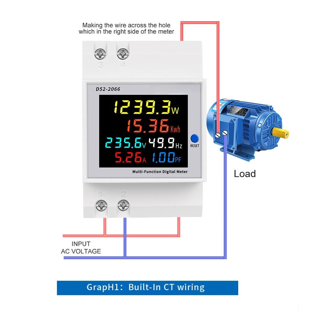 เครื่องวัดแรงดันไฟฟ้าความถี่ D52-2066 6IN1 din rail AC monitor 110V 220V 380V 100A KWH รูปที่ 7