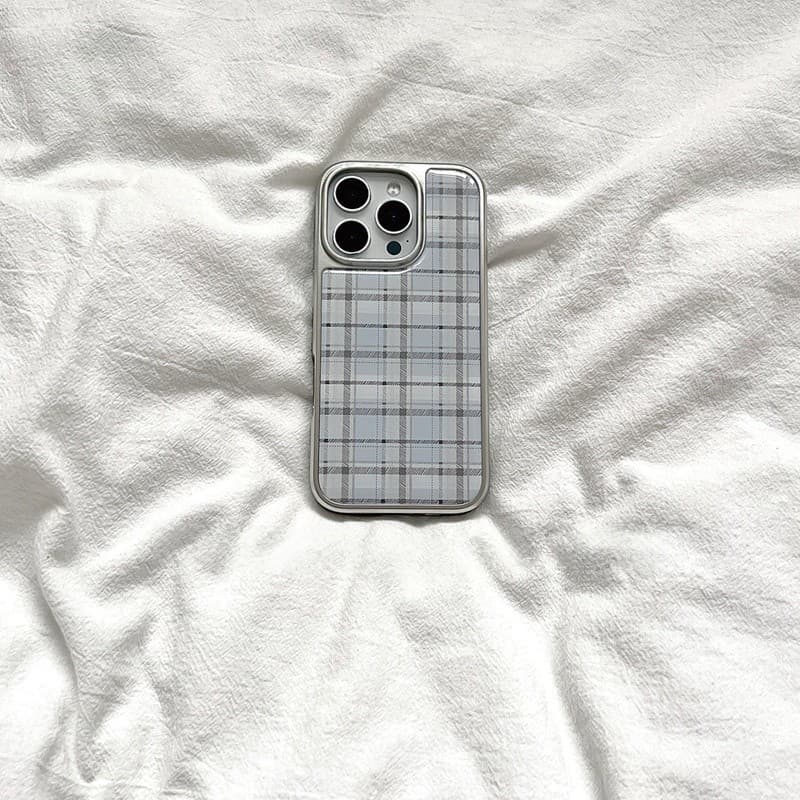 สีฟ้าลายสก๊อตเคสโทรศัพท์Drop-ResistantสําหรับiPhone 16 Promax 15 Promax 11 12 13 14plus 15plus 16e 16plus 15pro รูปที่ 1
