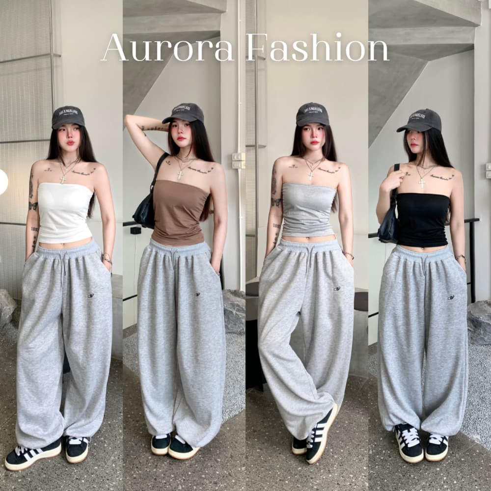 Aurora เสื้อเกาะอก เสริมฟองน้ำในตัว สีพื้นสไตล์มินิมอล ทรงรัดรูปพอดีตัว รูปที่ 1