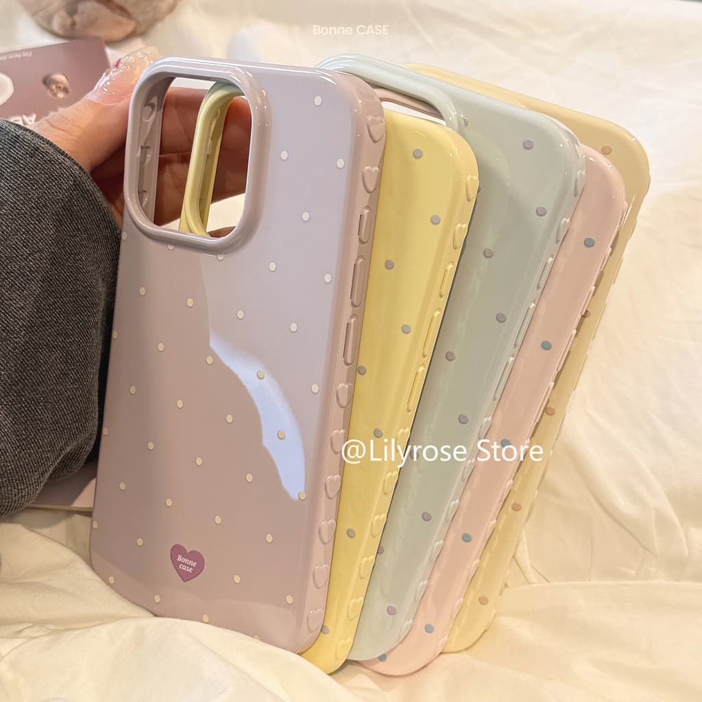 เหมาะสําหรับ iPhone 17ProMax 17Air 17Pro Apple iPhone Case 15ProMax 14ProMax 13ProMax Collision Color Simple Polka Dot Anti Fall Blue รูปที่ 3