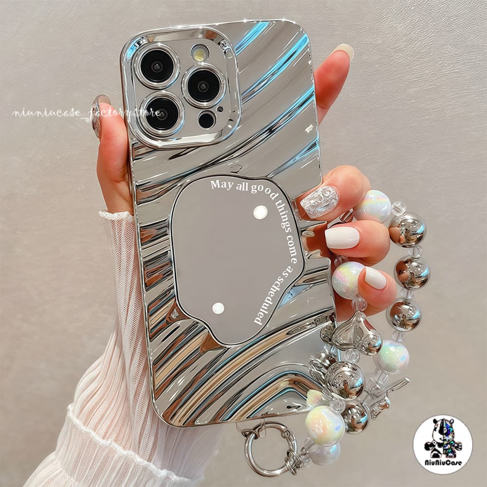 Forเคสไอโฟน13 For iPhone 16 11 15 Pro Max 7 8 Plus 12 13 13 Pro Max XR XS Max เคสโทรศัพท์มือถือ Wave Mirror ป้องกันการตก รูปที่ 4