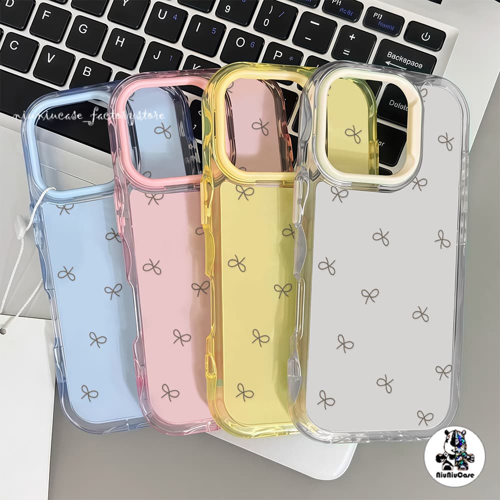 สําหรับ เคสไอโฟน13 โบว์ผีเสื้อที่น่ารัก For iPhone 16 15 14 13 12 11 17 Pro Max 15 16 Plus เคสโทรศัพท์ Insสี Jelly Case รูปที่ 9