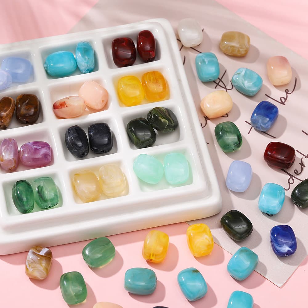 St. kunkka 10 ชิ้นอะคริลิคเลียนแบบลูกปัดหิน 11 มม.ลูกปัดสี่เหลี่ยมสําหรับ DIY สร้อยข้อมือสร้อยคอทํา รูปที่ 3