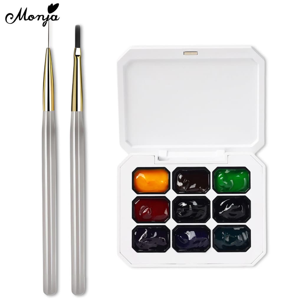 Monja 9 สี/กล่องเล็บ UV เจล Polish Jelly Candy สี Semi Transparency Lacquer Jelly ภาพวาดโปร่งแสงวาด รูปที่ 9