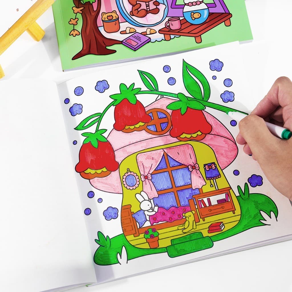 สมุดระบายสี หนังสือกราฟฟิตี้ หนังสือวาดภาพสำหรับเด็ก ลายเส้นอันวิจิตร สามารถทาสีได้ กระตุ้นความคิดสร้างสรรค์ รูปที่ 2