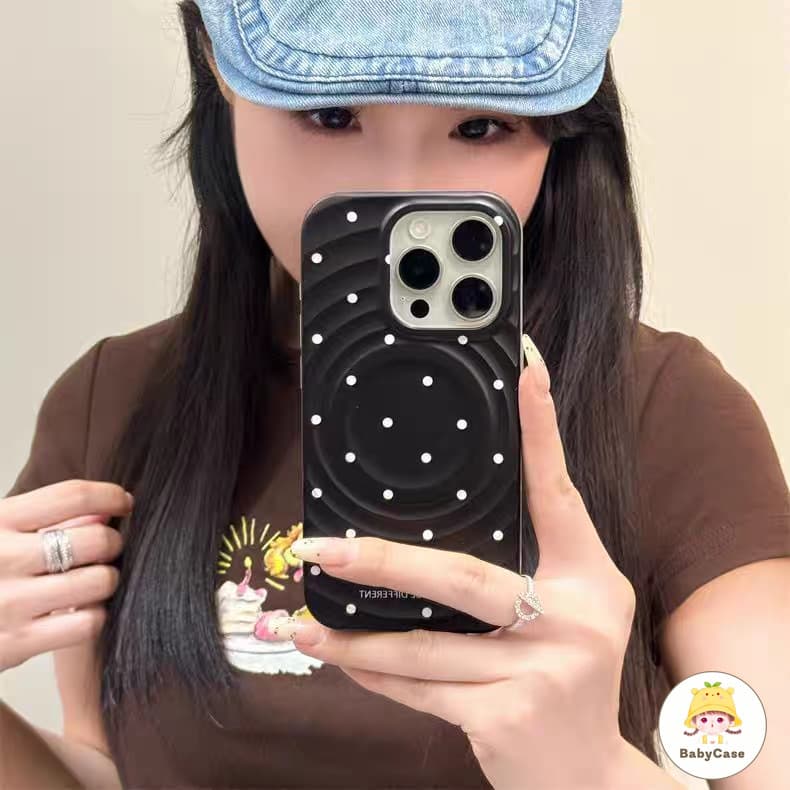 เคสไอโฟน 11 สำหรับ iPhone 15 13 14 16 12 Pro Max 16 14 15 Plus X XR XS Max 16 Pro เคสชาร์จแม่เหล็กลายจุดสุดหรูสุดน่ารัก รูปที่ 2