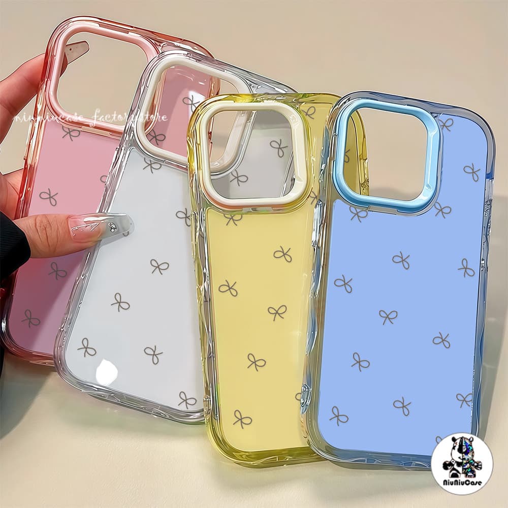 สําหรับ เคสไอโฟน13 โบว์ผีเสื้อที่น่ารัก For iPhone 16 15 14 13 12 11 17 Pro Max 15 16 Plus เคสโทรศัพท์ Insสี Jelly Case รูปที่ 2