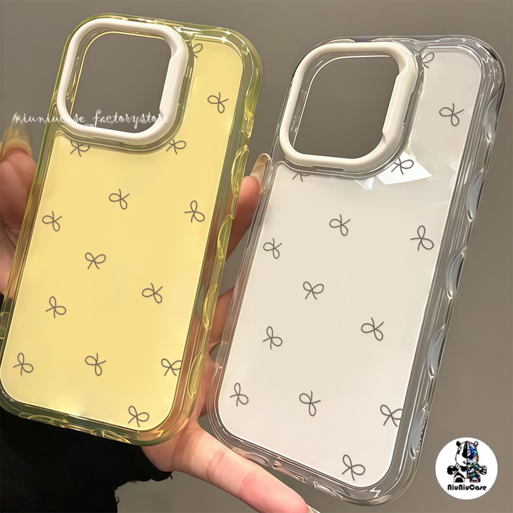 สําหรับ เคสไอโฟน13 โบว์ผีเสื้อที่น่ารัก For iPhone 16 15 14 13 12 11 17 Pro Max 15 16 Plus เคสโทรศัพท์ Insสี Jelly Case รูปที่ 3