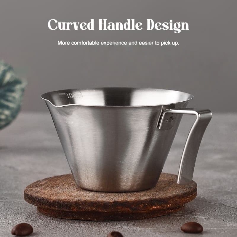 Coffee Extraction Cup 100ML ถ้วยช็อตเอสเพรสโซ่ ถ้วยตวงเอสเปรสโซ่ สเตนเลส 304 รูปตัว V ช็อตกาแฟ พร้อมที่จับ พร้อมสเกล รูปที่ 6