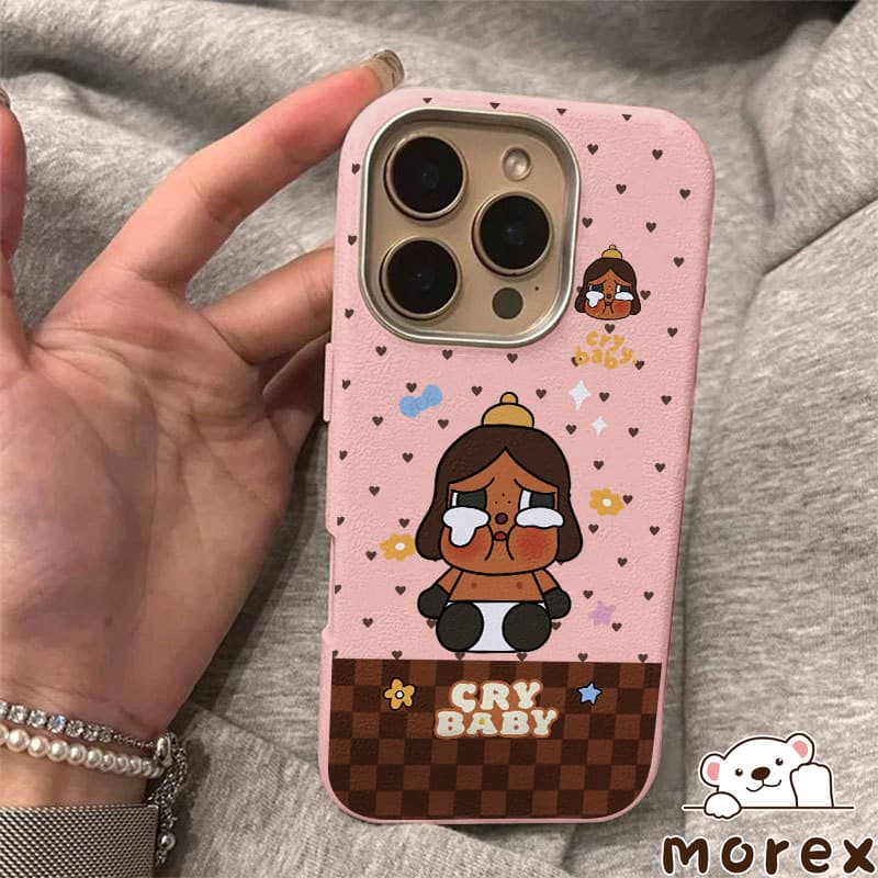 เคสไอโฟน16สำหรับIPhone 13 17 11 15 16 14 12 Pro Max 15 14 16 Plus XS XR Xตุ๊กตาลายดอกไม้น่ารักรักหนังร้องไห้ทารกปกคลุม รูปที่ 2