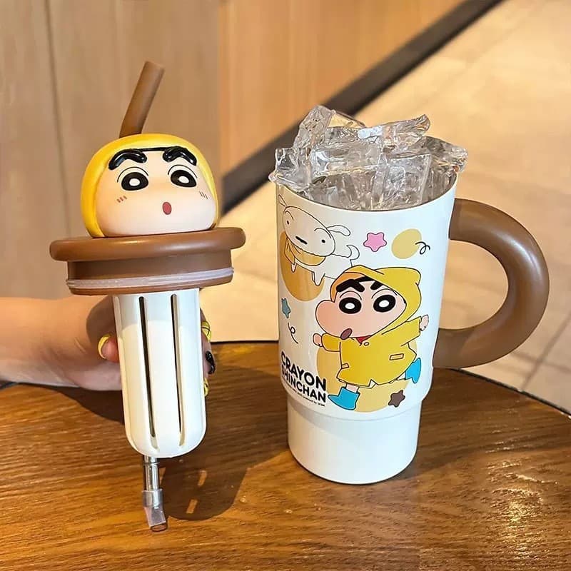 JPL9 Crayon Shin-Chan เดสก์ท็อป Ice Master ถ้วยพร้อมที่จับสาวมูลค่าสูงน่ารักการ์ตูนกระติกน้ําร้อนชาน้ําแยกถ้วยน้ํา รูปที่ 2