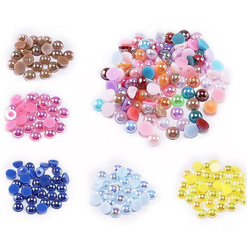 ABS ไข่มุกครึ่งวงกลมสีสันสดใส 2 3 4 5 6 มม.ABS เลียนแบบไข่มุก DIY เครื่องประดับอุปกรณ์เสริม รูปที่ 1