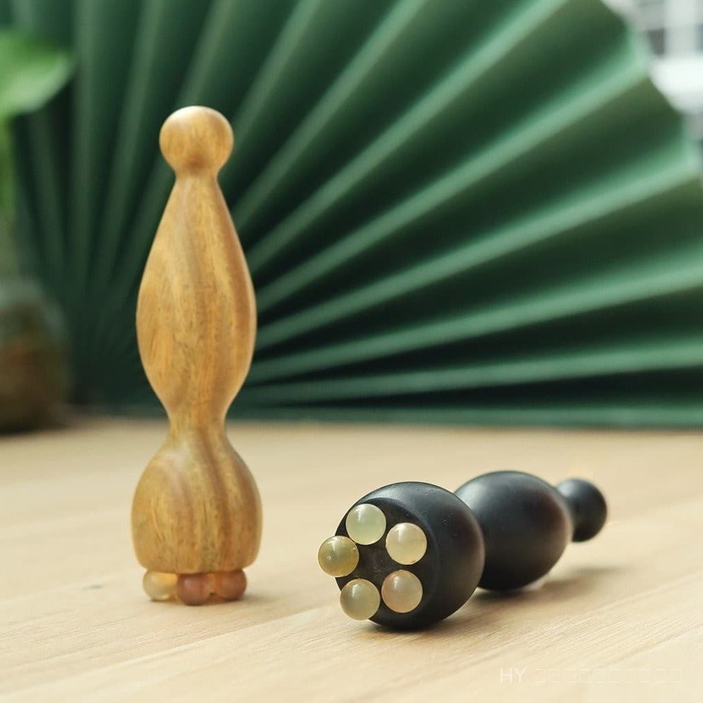เครื่องนวดฮอร์นไม้จันทน์สีเขียว-ดอกบัว - เครื่องมือบําบัดตา จุดฝังเข็ม & เครื่องมือบําบัดใบหน้า, แท่งขูดเส้นเอ็นไม้จันทน์สีม่วงสําหรับล้างเส้นลมปราณ รูปที่ 9