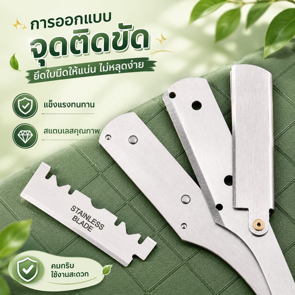 มีดโกนสแตนเลส, โกนหนวด, แต่งคิ้ว, มีดโกนโกนหนวด, มีดโกนย้อนยุคพับในครัวเรือน, CXT010 รูปที่ 2