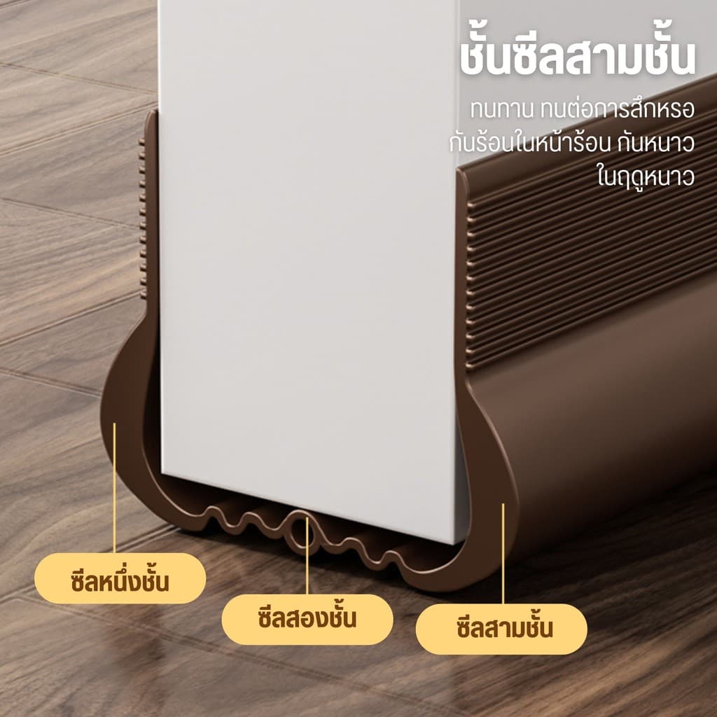 SealFort NEW! แถบกันเสียงตะเข็บประตู โครงสร้างโค้ง C คู่ ซีลสามชั้นเพื่อการปิดผนึกที่แข็งแรงยิ่งขึ้น ที่กั้นประตูกันแมลง รูปที่ 4