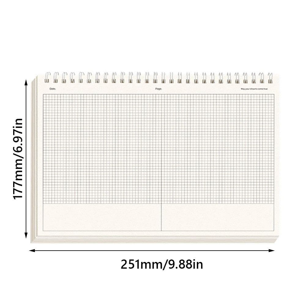LONTIME Coil Notebook, Thicken Paper Grid/เส้นแนวนอน B5 Notepad, Practical Partition Design Mind Pad School Office รูปที่ 2