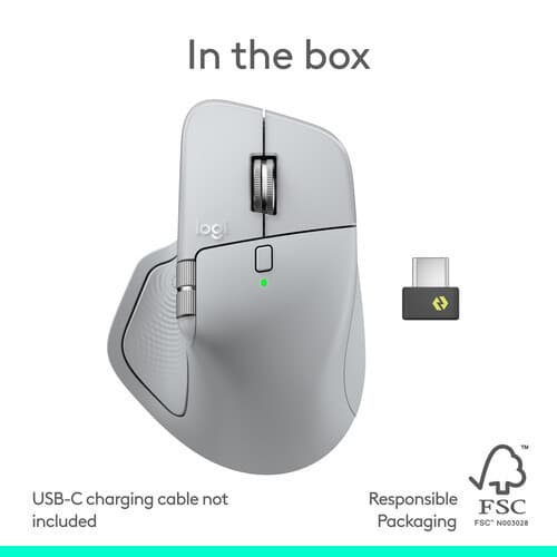 Logitech MX Master 4 Wireless Mouse Graphite,Pale Gray เมาส์บลูทูธไร้สาย ออกแบบให้เหมาะกับสรีระ ชาร์จด้วย USB C รูปที่ 6