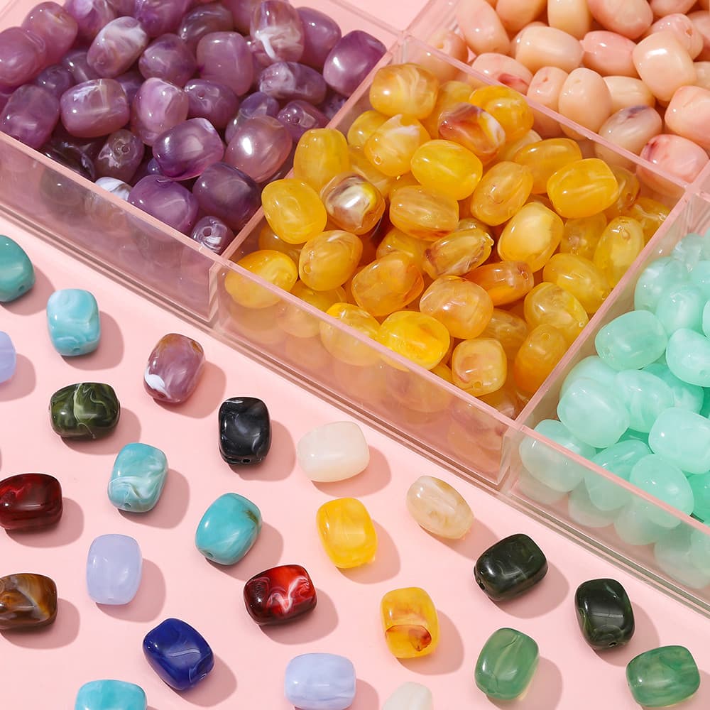 St. kunkka 10 ชิ้นอะคริลิคเลียนแบบลูกปัดหิน 11 มม.ลูกปัดสี่เหลี่ยมสําหรับ DIY สร้อยข้อมือสร้อยคอทํา รูปที่ 4