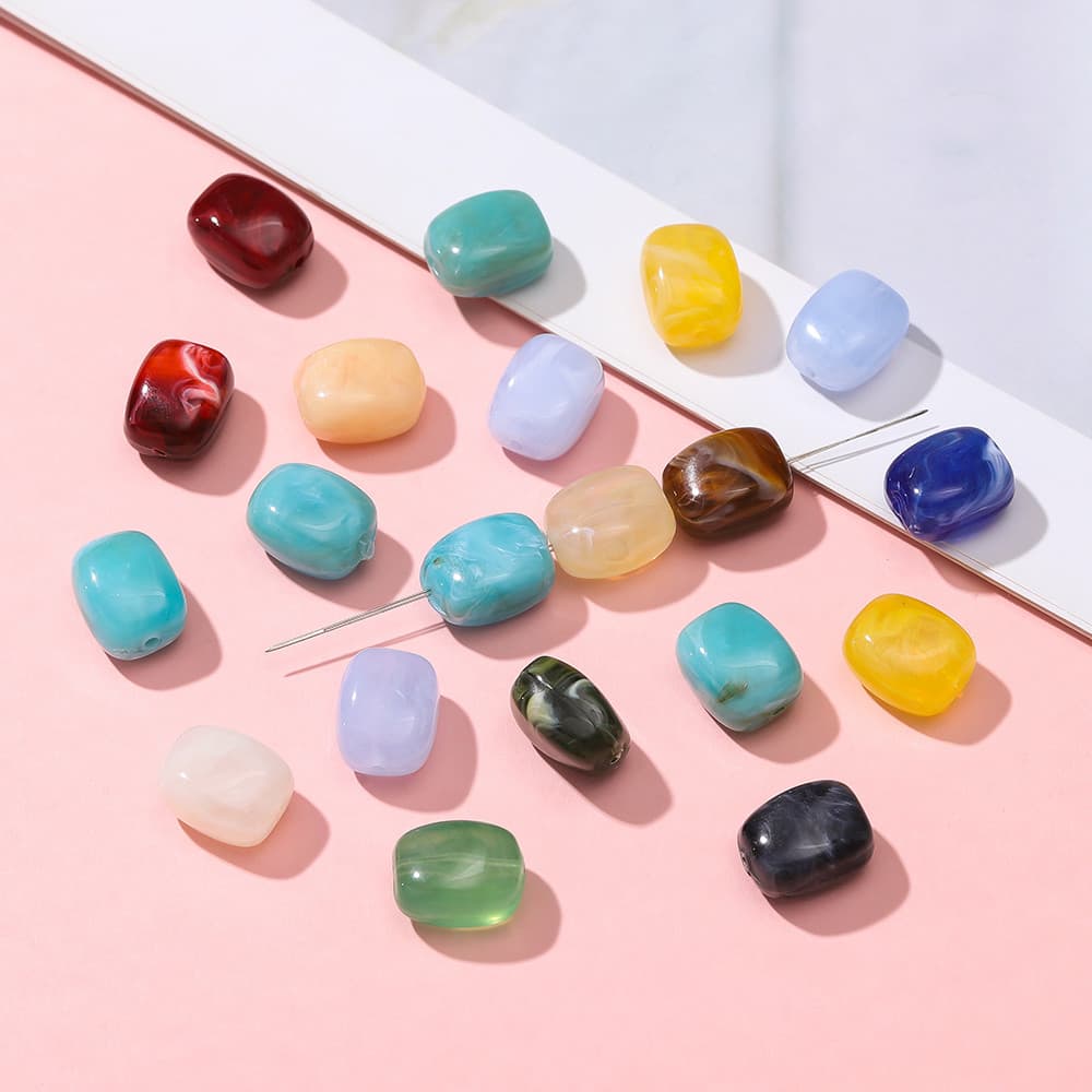 St. kunkka 10 ชิ้นอะคริลิคเลียนแบบลูกปัดหิน 11 มม.ลูกปัดสี่เหลี่ยมสําหรับ DIY สร้อยข้อมือสร้อยคอทํา รูปที่ 5