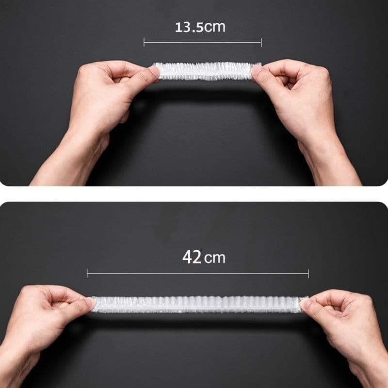 หมวกคลุมผมอาบน้ำแบบหนา อย่างดี สีใส 100 ชิ้น/แพ็ก แบบใช้แล้วทิ้ง รูปที่ 4