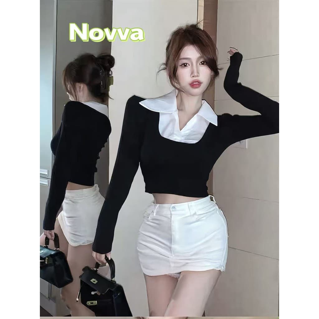Novva จากไทย ดีเทลคอปกาม ดีเทลคอปก เสื้อแฟชั่นผู้หญิง เสื้อเบลาส์ผู้หญิง คอปก สไตล์เกาหลี รูปที่ 1