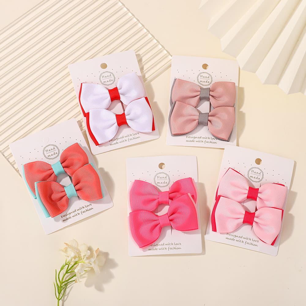เซ็ต 2 ชิ้น Solid Bows กิ๊บติดผมสำหรับเด็กหญิง ทำจาก Grosgrain Ribbon พร้อมเสียบที่สวยงาม รูปที่ 7