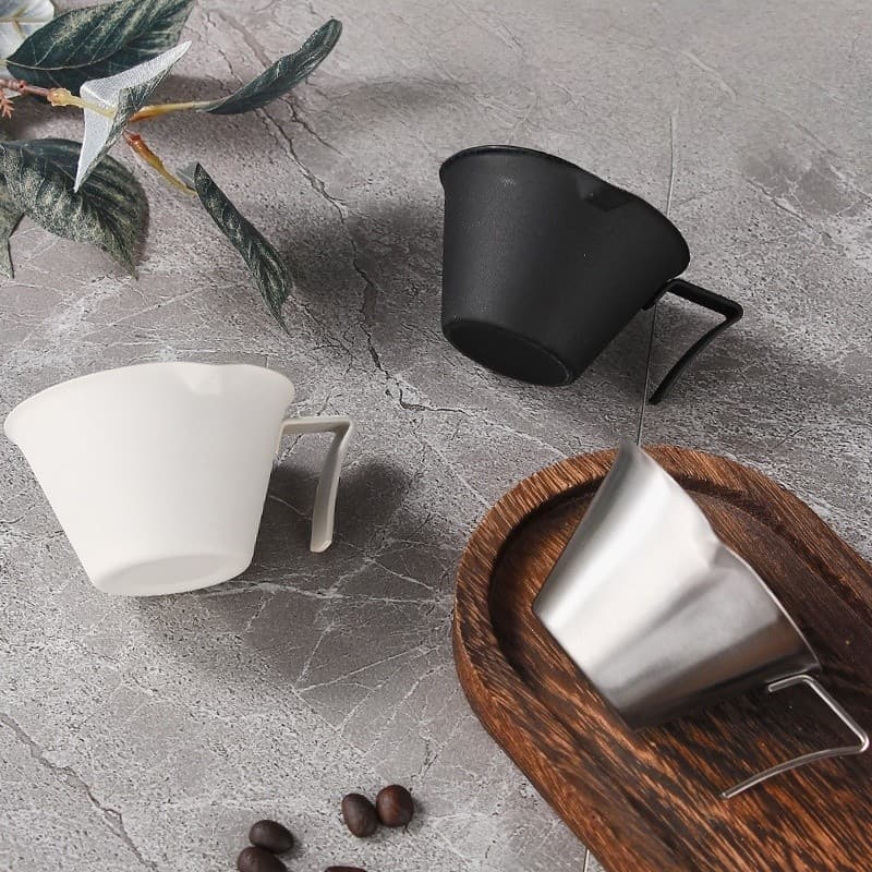 Coffee Extraction Cup 100ML ถ้วยช็อตเอสเพรสโซ่ ถ้วยตวงเอสเปรสโซ่ สเตนเลส 304 รูปตัว V ช็อตกาแฟ พร้อมที่จับ พร้อมสเกล รูปที่ 2