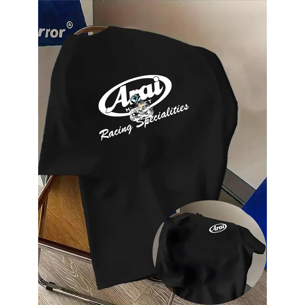 ทีเชิ้ตกราฟิก Arai Racing Specialties สำหรับผู้ชาย - สีขาว คอวี แขนสั้น โลโก้สีดำ ระบายอากาศได้ดี ขนาดปกติ รูปที่ 8