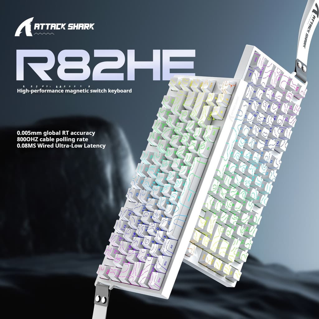 Attack Shark R82HE สวิตช์แม่เหล็กคีย์บอร์ดแบบกลไก Contour แกะสลักด้านข้างแบบมีสาย RGB Gaming RT ปรับคีย์ Travel Latency ต่ํา รูปที่ 2
