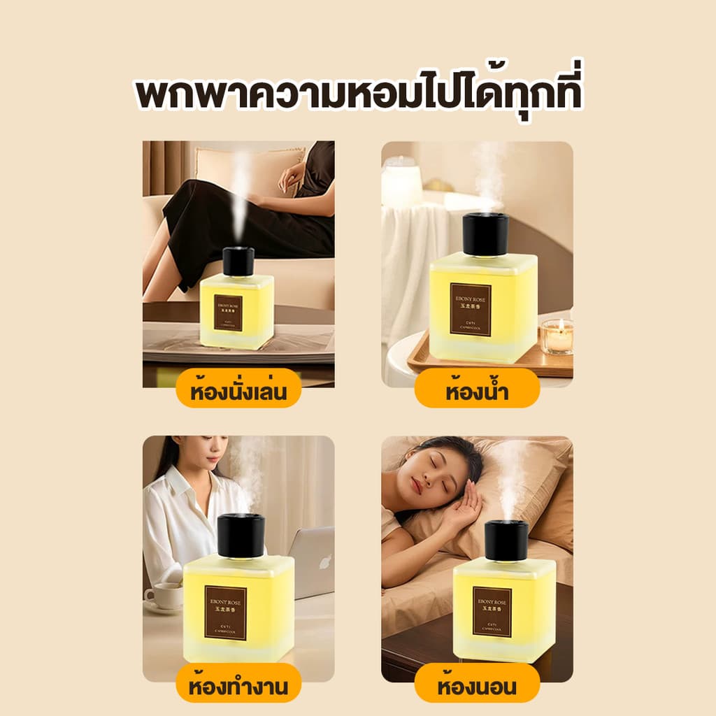 อะโรมาเธอราพี เครื่องอโรมาเธอราพี เครื่องพ่นไอน้ำอโรม่า ไม่มีไฟ สเปรย์น้ำหอม สเปรย์ สารสกัดจากพืช กลิ่นหอมติดทนนาน รูปที่ 6