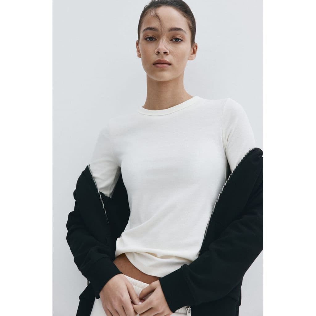 H&M เสื้อยืดผ้าริบ Women Ribbed T-shirt 1323017_1 รูปที่ 3