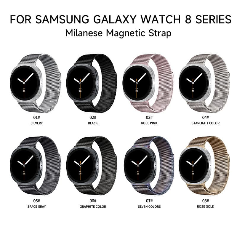 สำหรับ Samsung Galaxy Watch 8 44 มม. 40 มม. สแตนเลสโลหะ Mlanese Loop กรณีแก้วสำหรับ Galaxy Watch 8 สายรัด รูปที่ 3