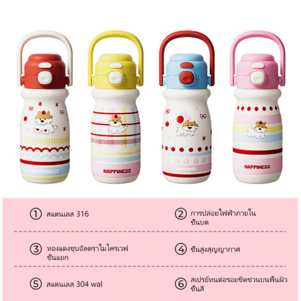 นักเรียนแบบพกพาถ้วยความร้อนสแตนเลสพร้อมฟางเด็ก Protection ล็อคด้วยเชือกง่ายต่อการพกพาสำหรับโรงเรียน รูปที่ 8